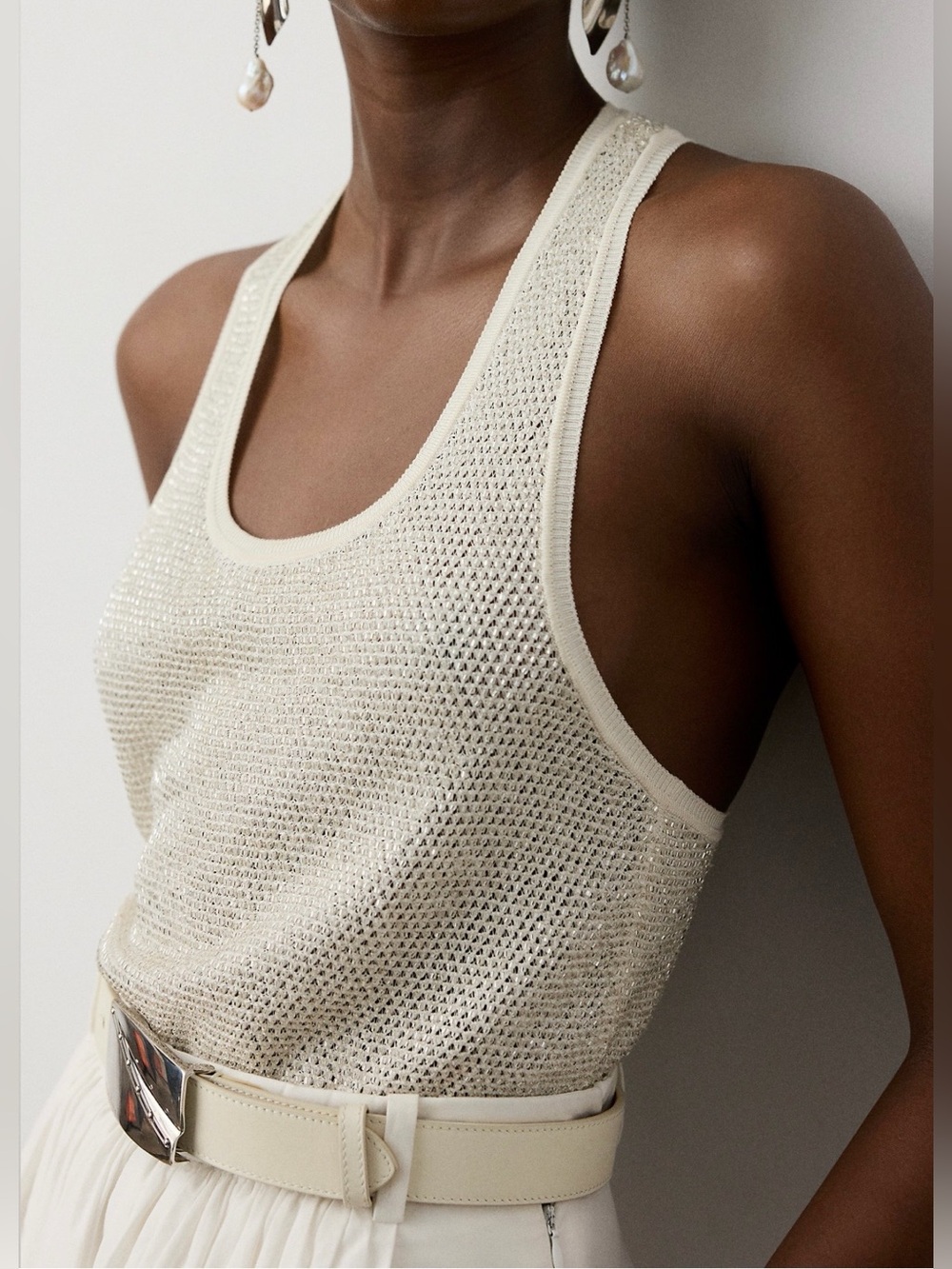 RALPH LAUREN COLLECTIN EMBELLISHED RACERBACK SWEATER TANK TOP NWT